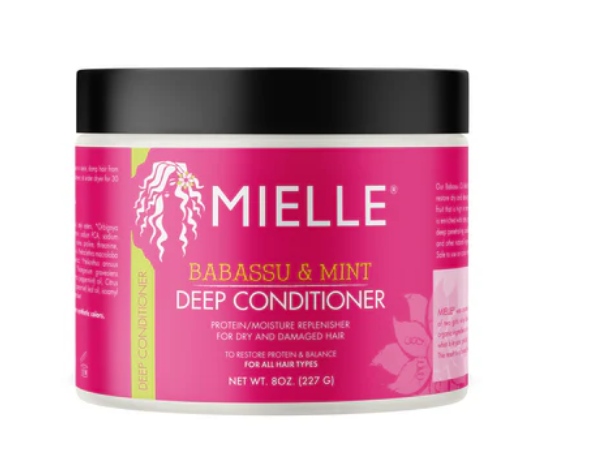 "Mielle Babassu & Mint Deep Conditioner – protein-rich treatment that strengthens and hydrates high porosity curls"