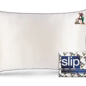 Anti-frizz silk pillowcase that minimizes friction, reduces breakage, and helps hair retain moisture overnight for smoother strands.