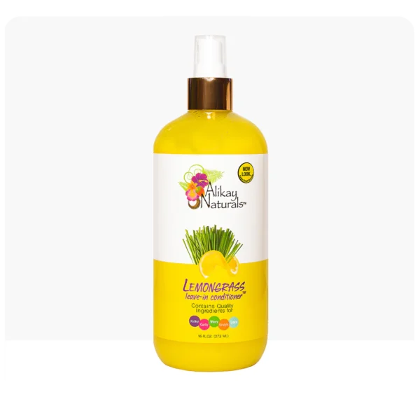 Spray bottle of Alikay Naturals Lemongrass Leave-In – lightweight, pH-balanced leave-in conditioner ideal for low porosity hair.